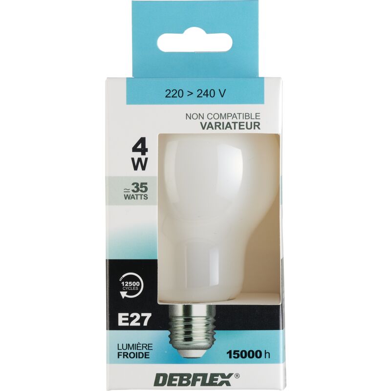 AMPOULE A60 LED BLANC E27 4W 6500K 470lm - DEBFLEX - 600401