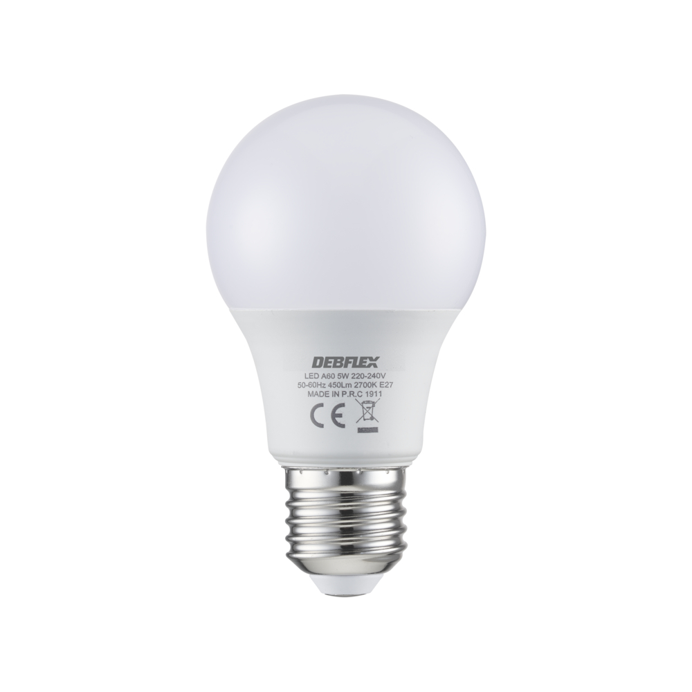 AMPOULE A60 SMD VERRE BLANC E27 5W 2700K 450LM - DEBFLEX - 600432