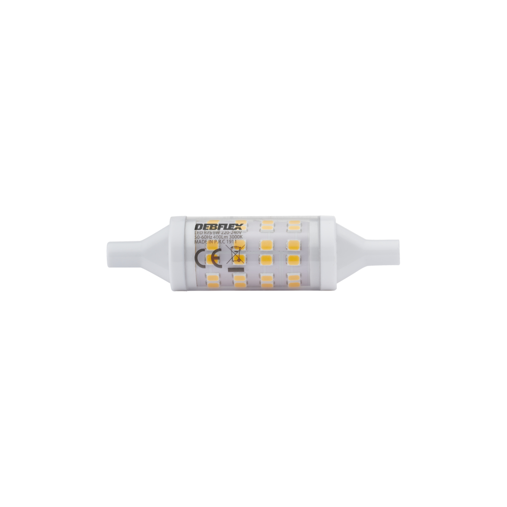CRAYON LED 78MM SMD VERRE TRANSPARENT R7S 5W 3000K 400LM - DEBFLEX - 600443