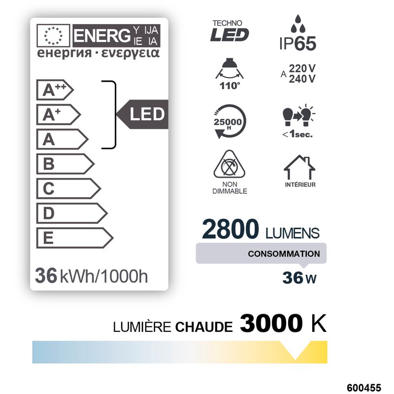REGLETTE SLIM LED IP65 1200MM SMD 36W 3000K 2800LM - DEBFLEX - 600455