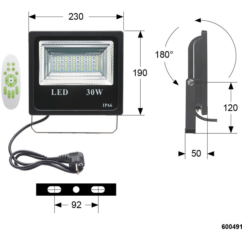PROJECTEUR LED IP66 RGB 30W 6500K 2000LM - DEBFLEX - 600491