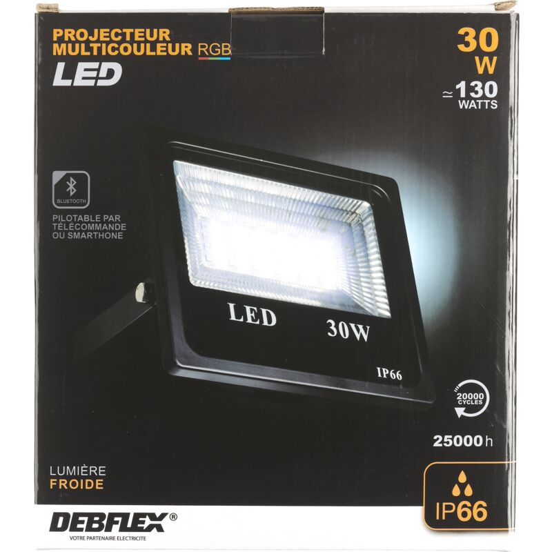 PROJECTEUR LED IP66 RGB 30W 6500K 2000LM - DEBFLEX - 600491