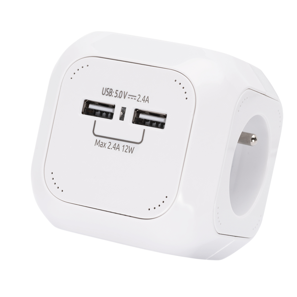 MULTIPRISE CUBE 4 PRISES + 2 USB - DEBFLEX - 712143