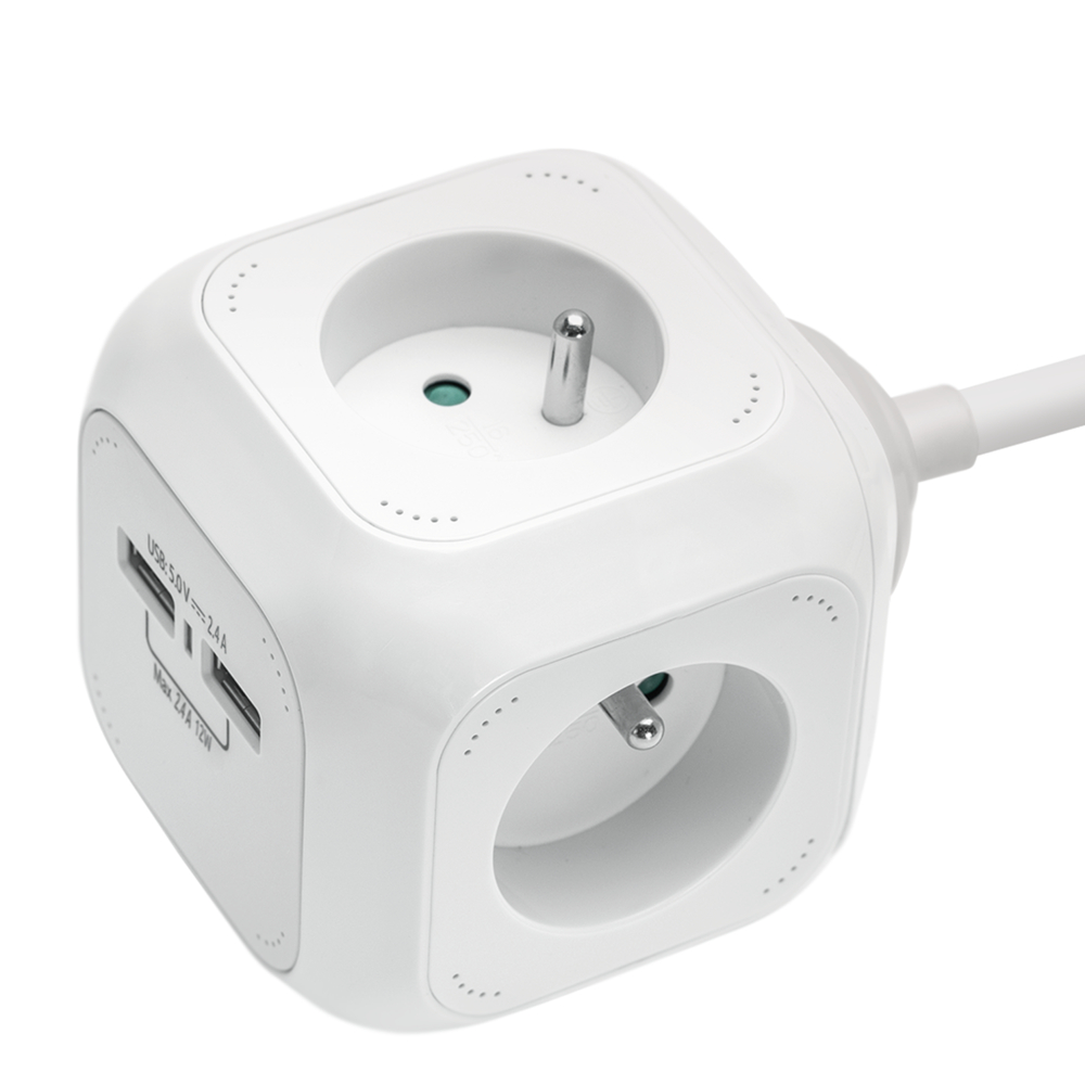 MULTIPRISE CUBE 4 PRISES + 2 USB - DEBFLEX - 712143