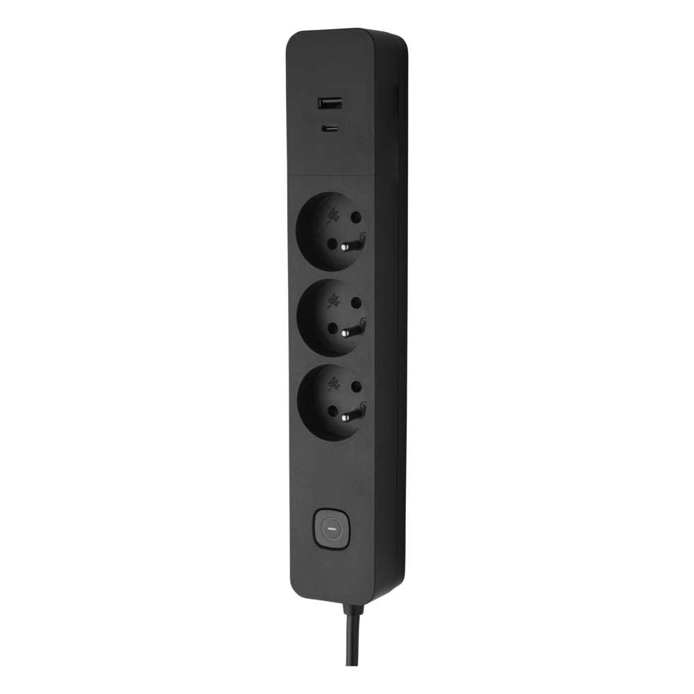BLOC 3 PRISES 2P+T 16A AVEC INTERRUPTEUR + 2 USB A+C 3,4A 1,49M NOIR - DEBFLEX - 716222