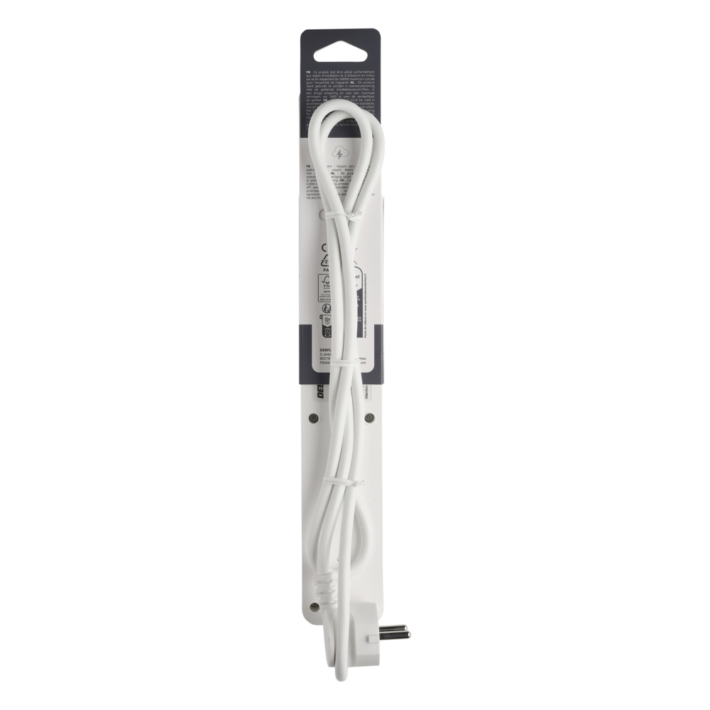 BLOC PARAFOUDRE 4 PRISES 2P+T AVEC INTER + 2USB A+C 3,4A 1,49M BLANC - DEBFLEX - 716223