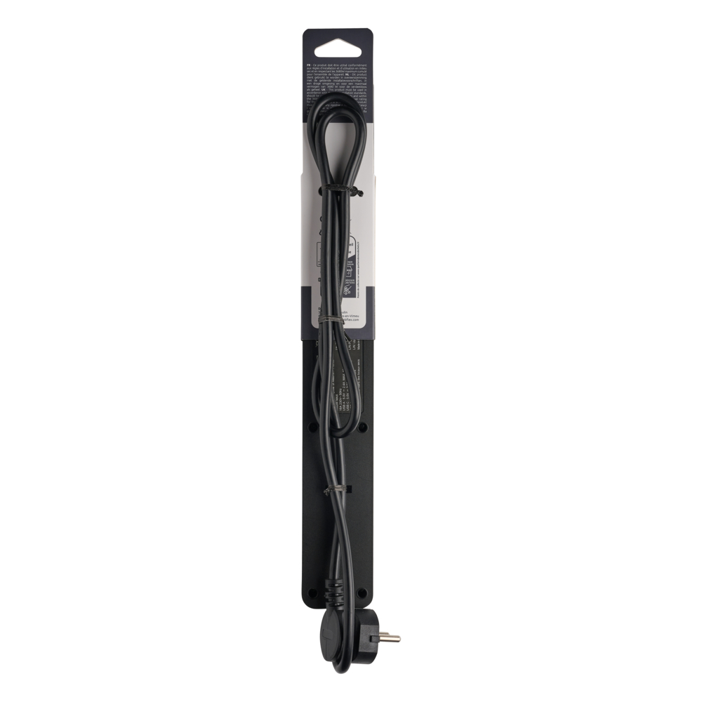 BLOC 5 PRISES 2P+T 16A AVEC INTERRUPTEUR + 2 USB A+C 3,4A 1,49M NOIR - DEBFLEX - 716226