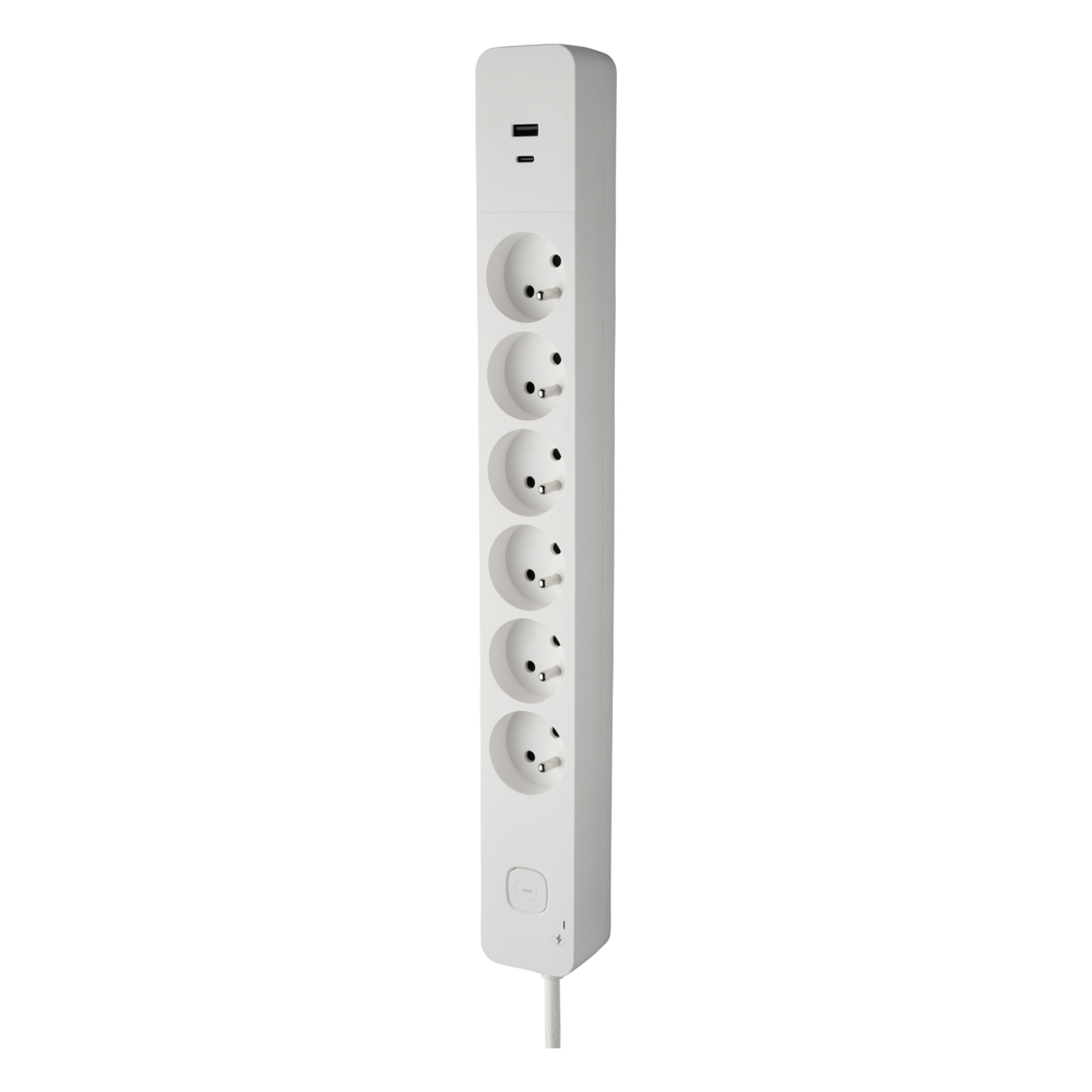 BLOC PARAFOUDRE 6 PRISES 2P+T AVEC INTER + 2USB A+C 3,4A 1,49M BLANC - DEBFLEX - 716227