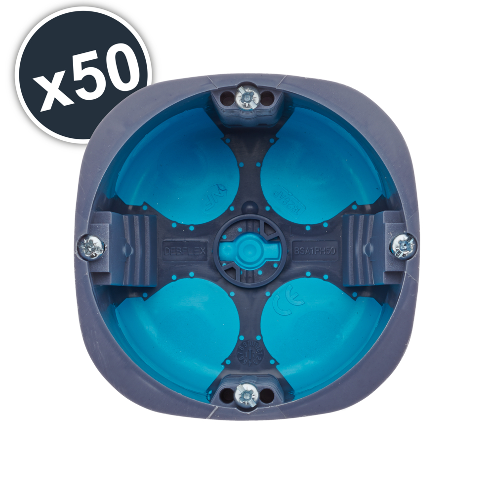 BOITE D'ENCASTREMENT STOPAIR MULTIMATERIAUX 1 POSTE D67 P50 GRIS BLEU Lot x 50 - DEBFLEX - 718122