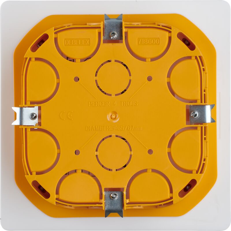 BOITE DE DERIVATION ENCASTREE CLOISON SECHE AVEC COUVERCLE 100X100/P40 - DEBFLEX - 718600