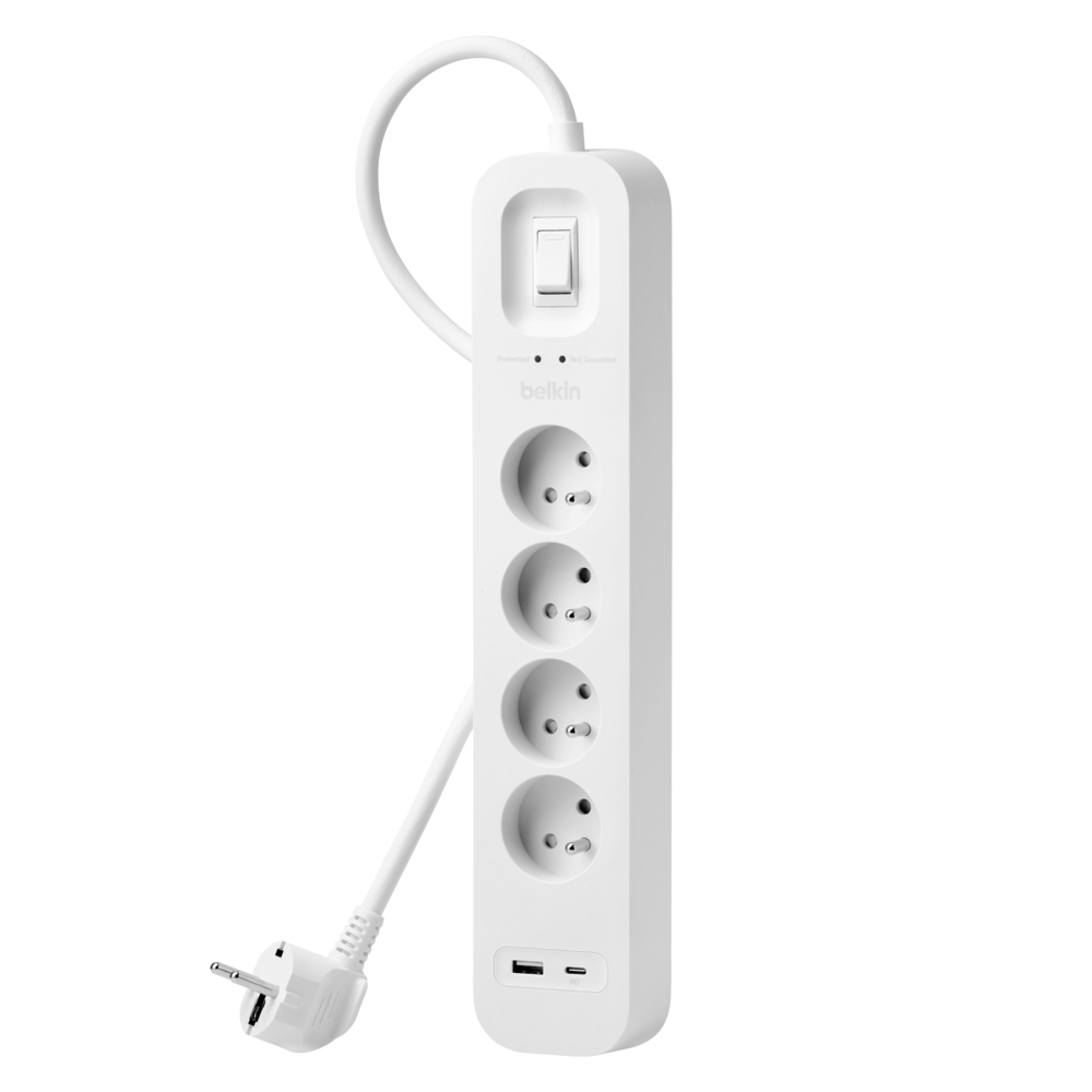 BLOC PARAFOUDRE 4 PRISES + USB TYPE A & C - DEBFLEX - 722503