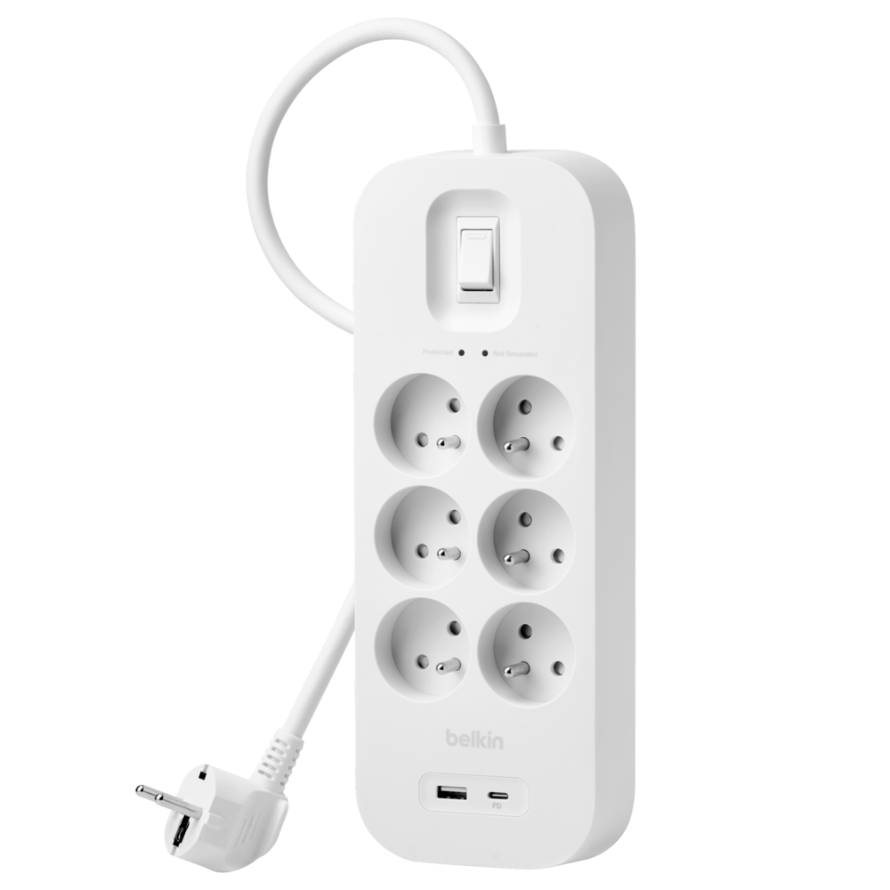 BLOC PARAFOUDRE 6 PRISES + USB TYPE A & C - DEBFLEX - 722504