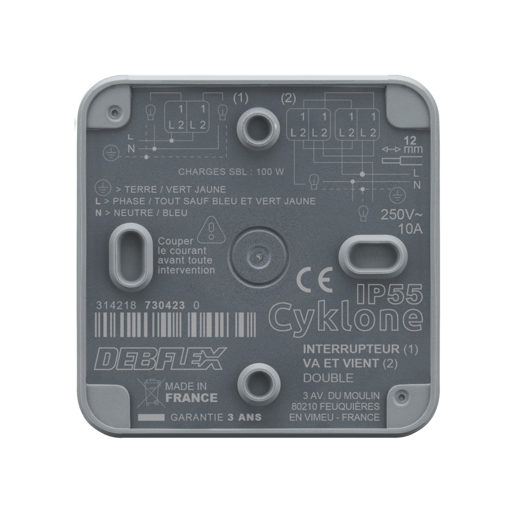 CYKLONE IP55 DOUBLE VA ET VIENT ANTHRACITE - DEBFLEX - 730423