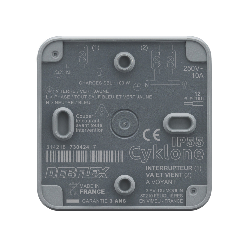 CYKLONE IP55 VA ET VIENT LUMINEUX / TÉMOIN ANTHRACITE - DEBFLEX - 730424