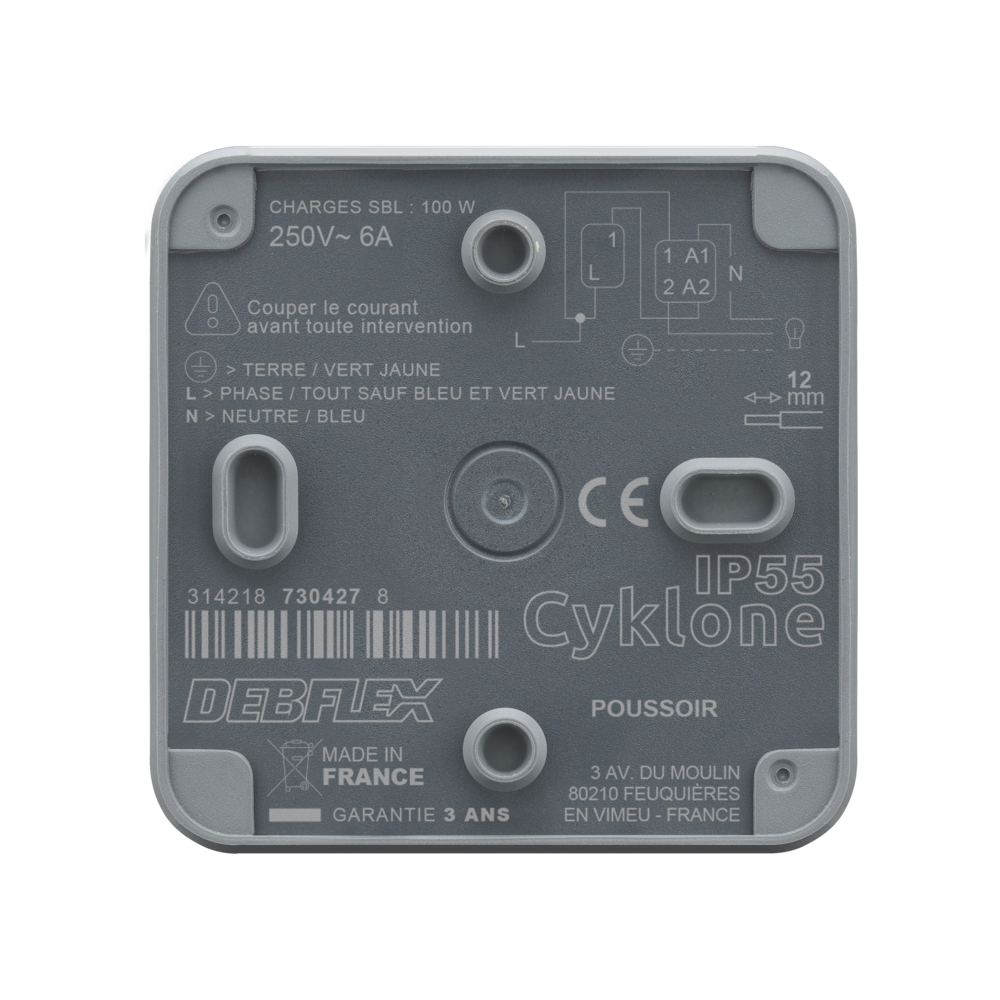 CYKLONE IP55 POUSSOIR ANTHRACITE - DEBFLEX - 730427