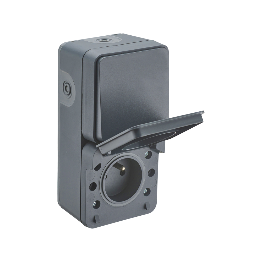 CYKLONE IP55 DUO VA ET VIENT + PRISE 2P+T VERTICALE ANTHRACITE - DEBFLEX - 730429