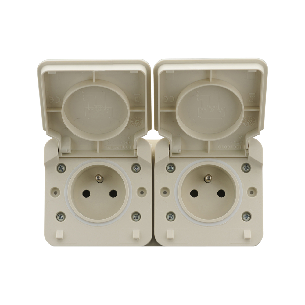 CYKLONE IP55 DOUBLE PRISE 2P+T HORIZONTALE SABLE - DEBFLEX - 730453