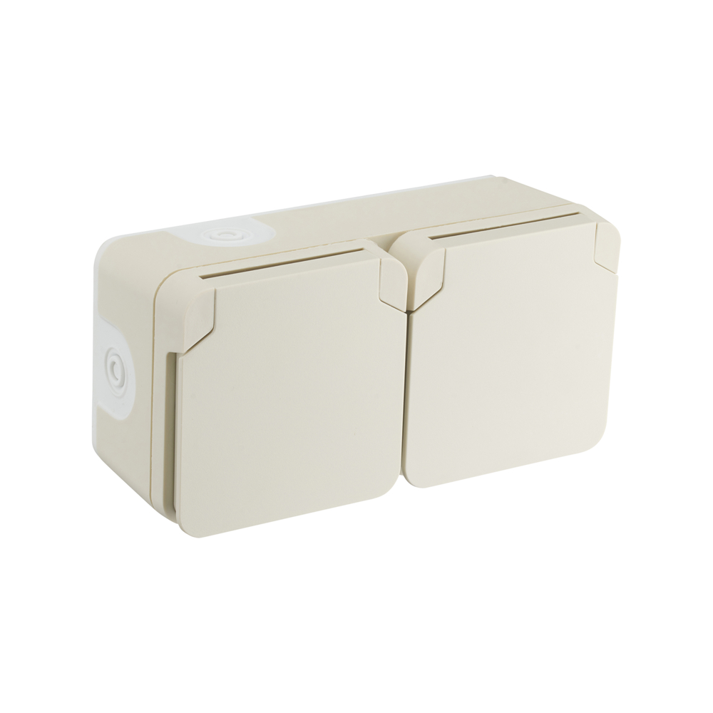 CYKLONE IP55 DOUBLE PRISE 2P+T HORIZONTALE SABLE - DEBFLEX - 730453