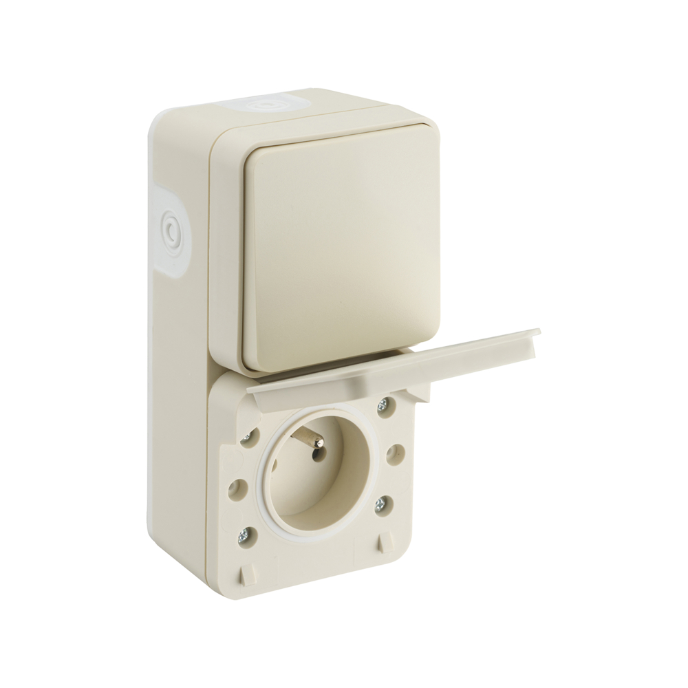 CYKLONE IP55 DUO VA ET VIENT + PRISE 2P+T VERTICALE SABLE - DEBFLEX - 730454