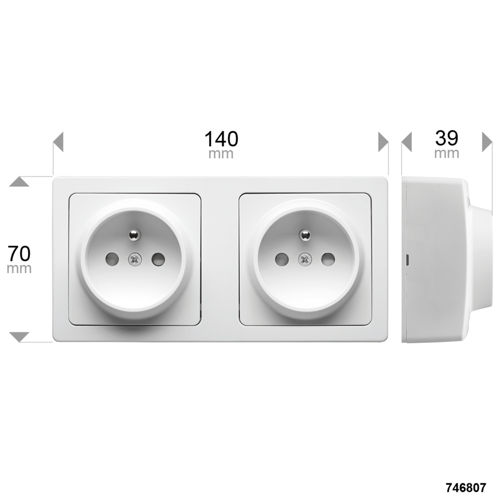 BLOK DOUBLE PRISE DE COURANT 2P+T PRECABLEE BLANC - DEBFLEX - 746807