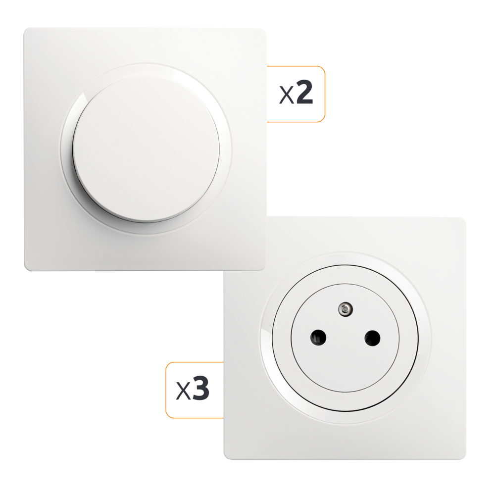 CASUAL EVO LOT COMPLET 3 PRISE 2P+T AFFLEURANT + 2 VA ET VIENT BLANC - DEBFLEX - 749664