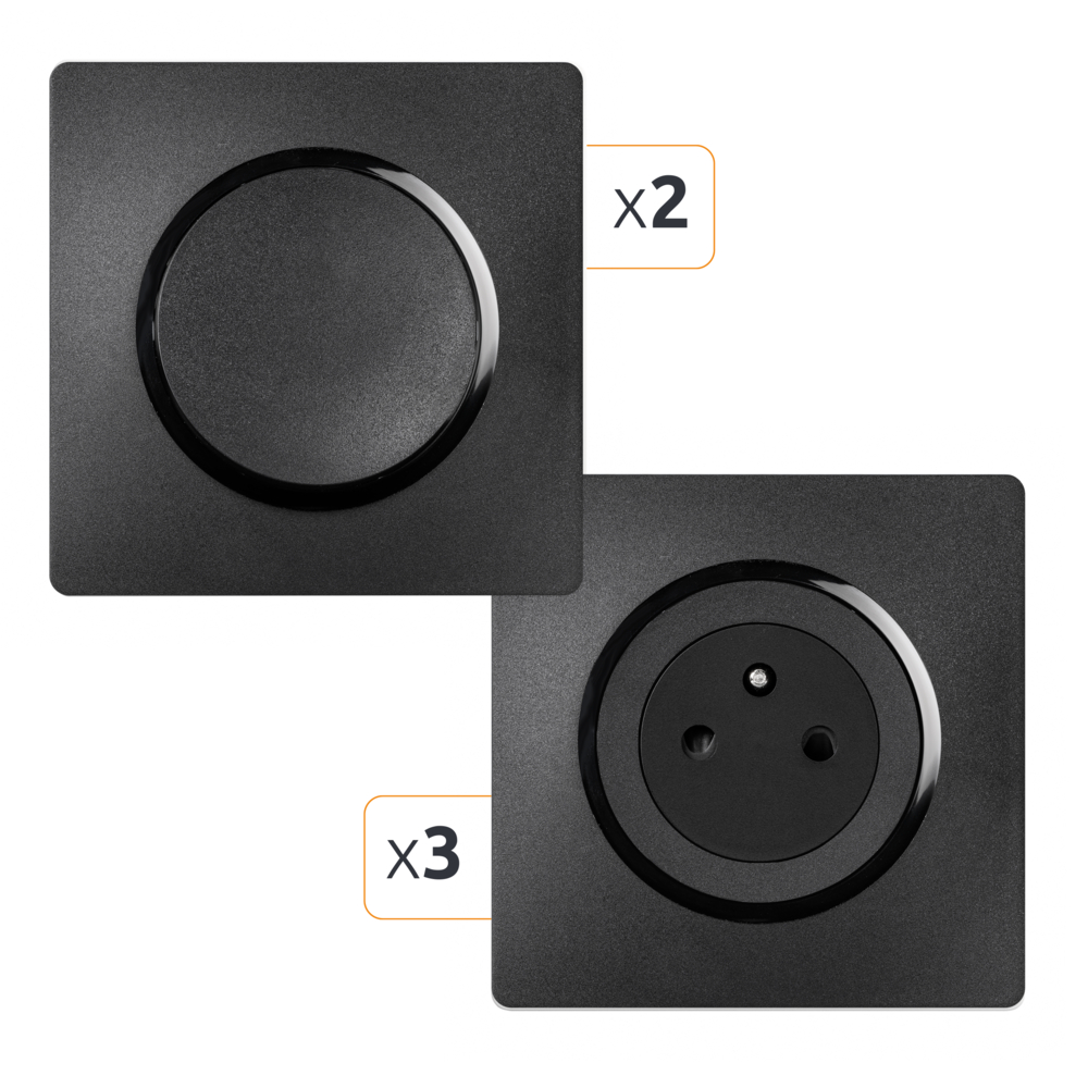 CASUAL EVO LOT COMPLET 3 PRISES 2P+T AFFLEURANT + 2 VA ET VIENT NOIR  - DEBFLEX - 749665