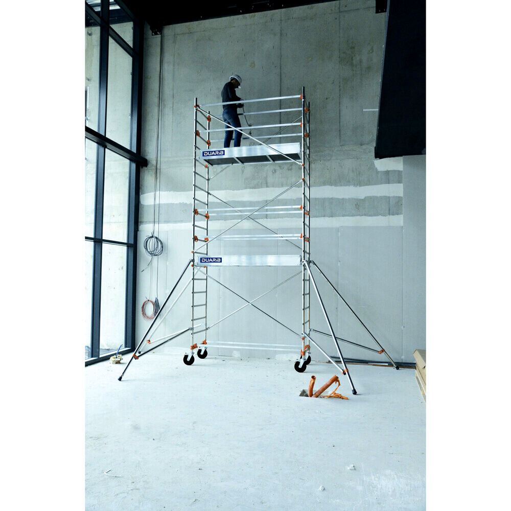 Échafaudage roulant aluminium DUARIB AL205 base standard + lisse hauteur travail 3.90 m - 513712