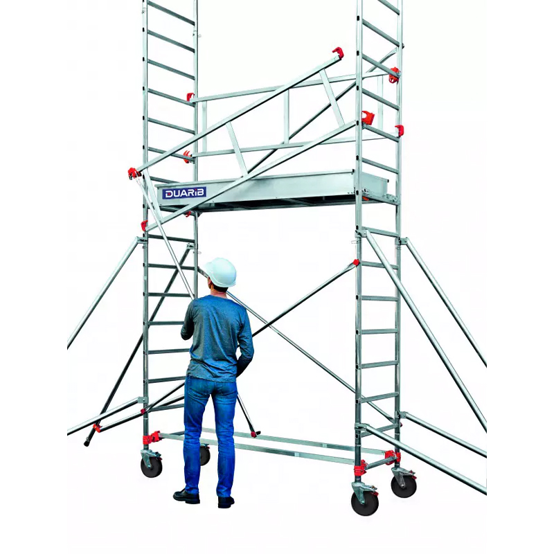 Échafaudage roulant aluminium DUARIB AL205 base standard + Garde corps monobloc hauteur travail 8.90 m - 613727