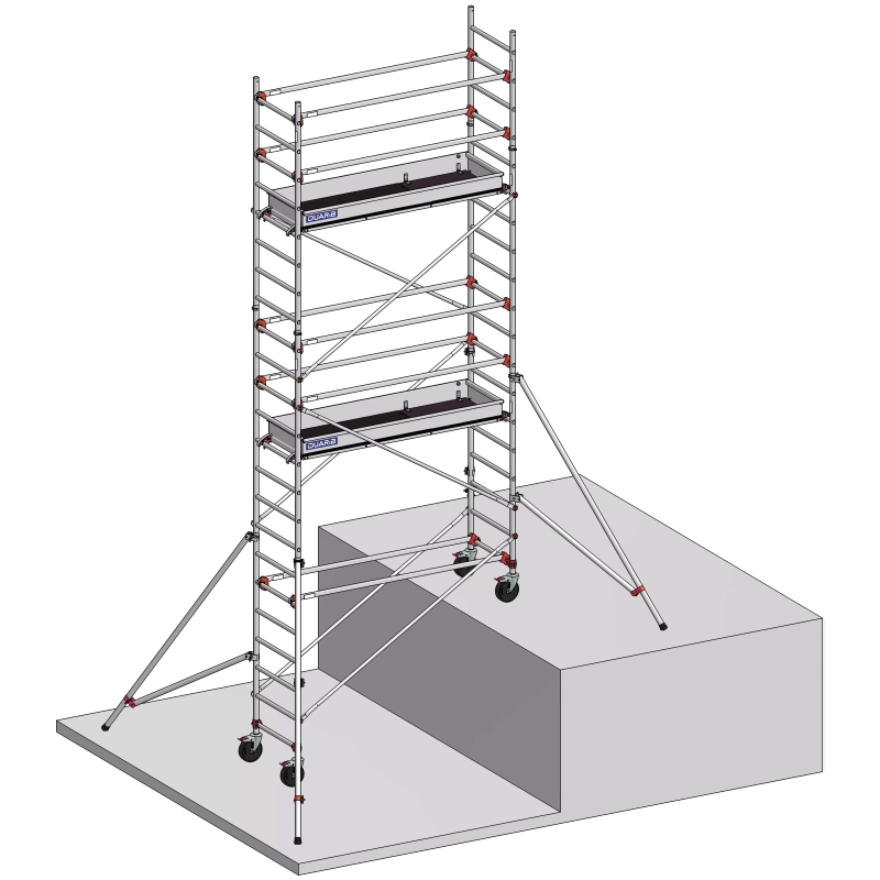 Échafaudage roulant aluminium DUARIB AL255 base standard + lisse hauteur travail 4.90 m - 613813