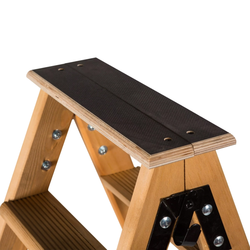 Escabeau double accès bois 2x5 marches et tablette - DUARIB - 683605