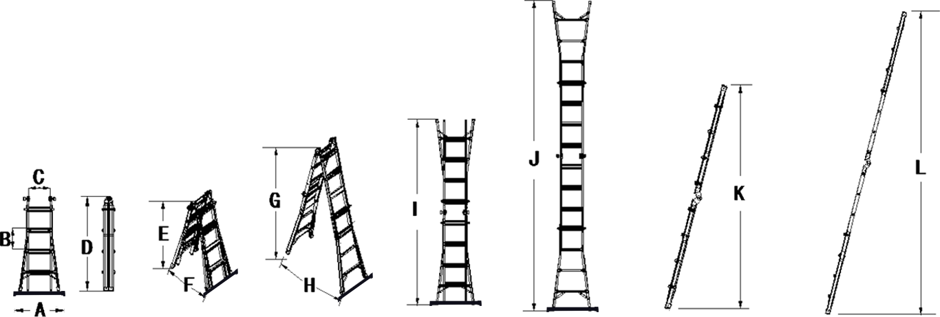 ÉCHELLE ARTICULÉE TÉLESCOPIQUE JAGUAR3 4x4 HELDER PRO AVEC BARRE STABILISATRICE - JAG3-4x4BS