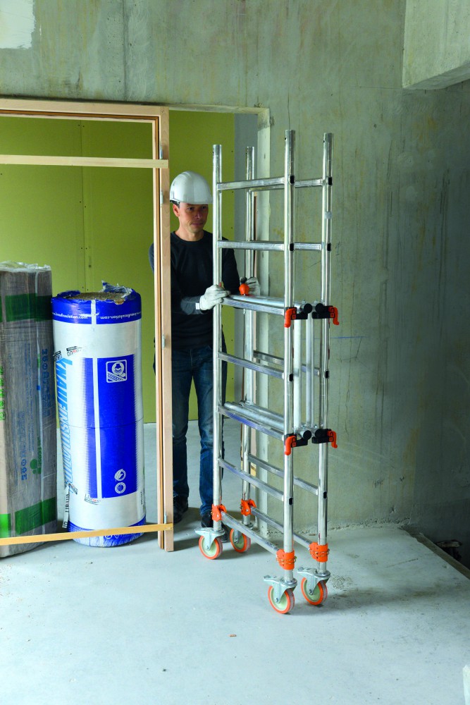 Echafaudage roulant aluminium DUARIB AL165 base pliante + lisse hauteur travail 6,80 m- 513355