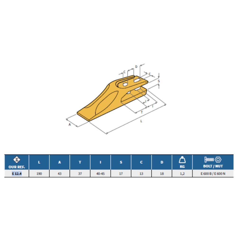 Dent à boulonner E12.4 Compatible M15 - 17-7