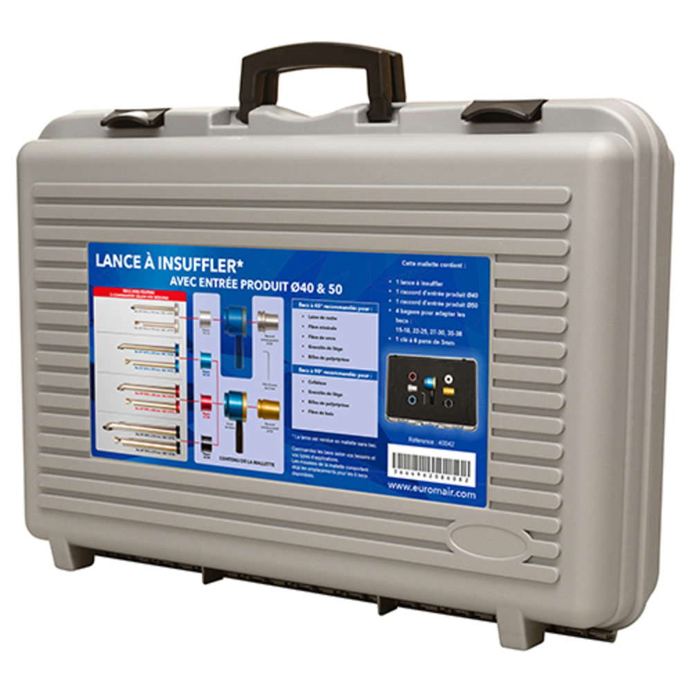 Lance insuffler avec entrée produit ø 40 & 50 en mallette - EUROMAIR - 40042