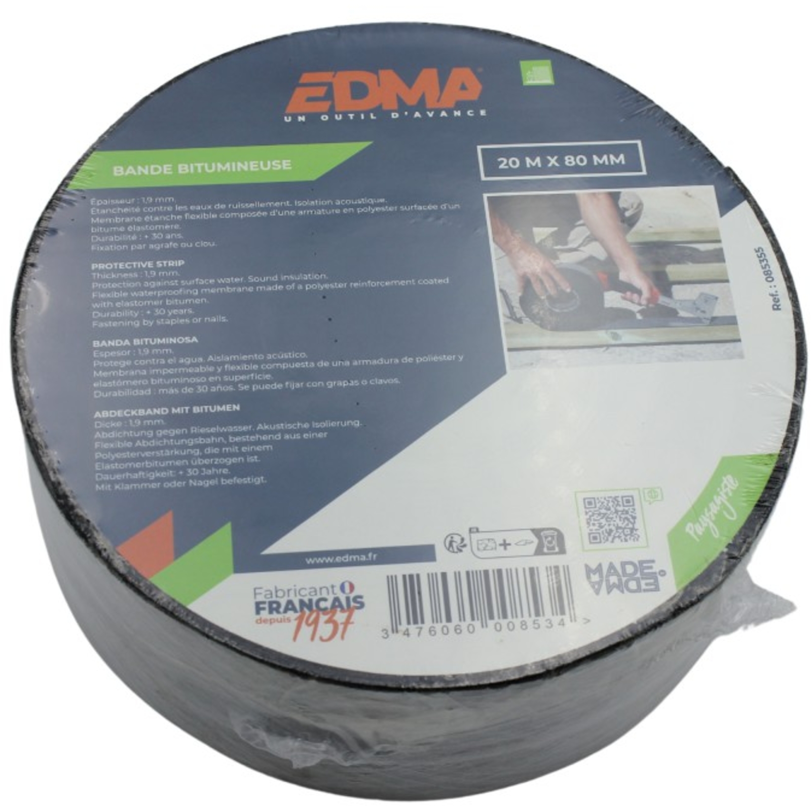 BANDE BITUMINEUSE - 20 m x 80 mm -  EDMA - 085355