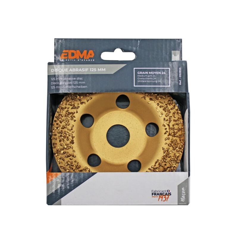 DISQUE ABRASIF Ø 125 MM - Grain moyen 24 - EDMA - 092855