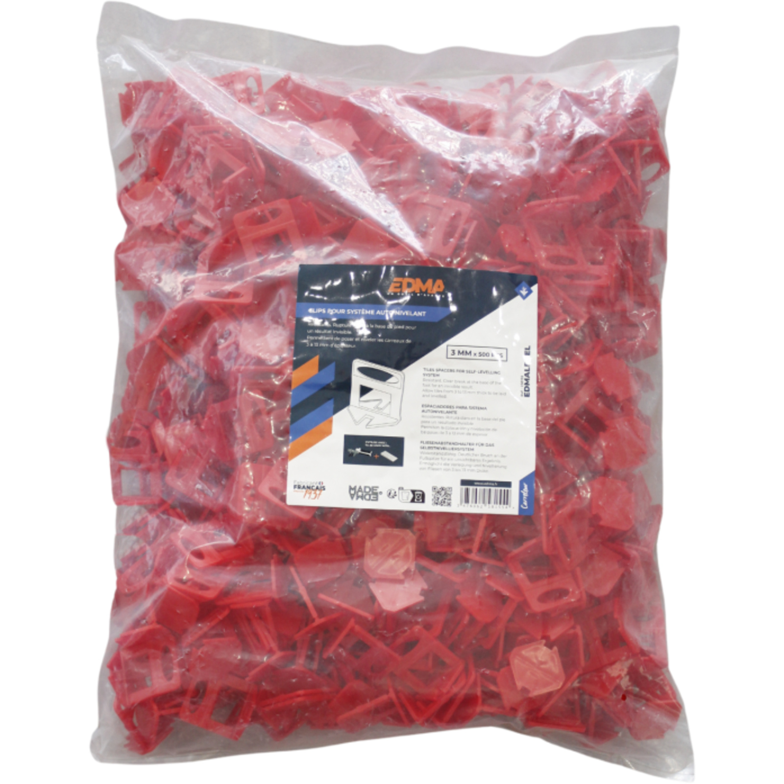EDMALEVEL SYSTÈME AUTO NIVELANT - Clip 3 mm x 500 pcs -  EDMA - 258155