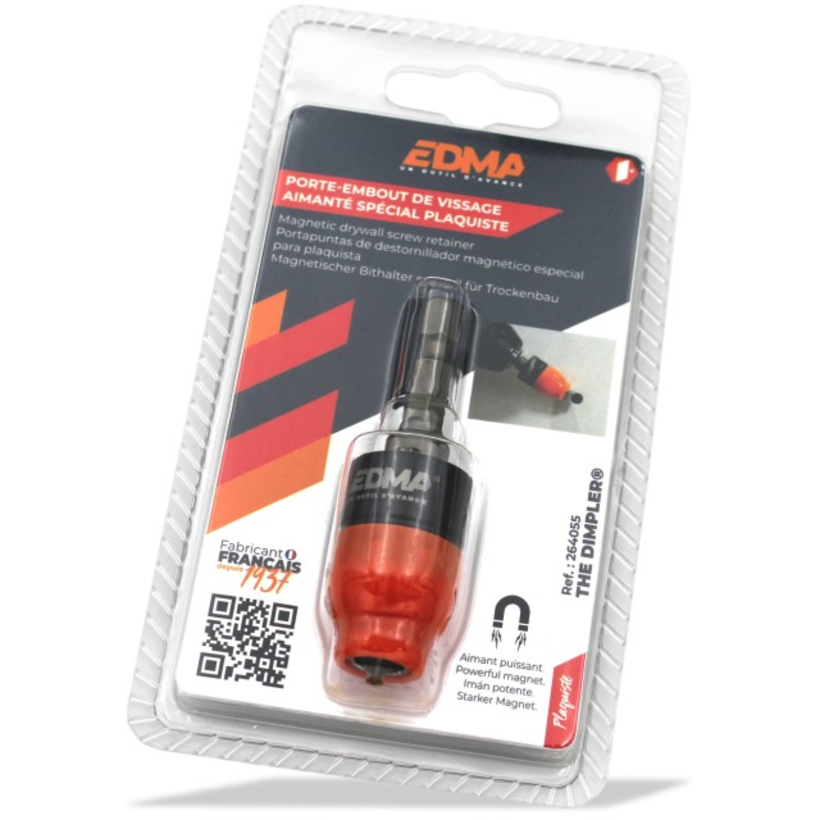 Porte-embout de vissage aimanté spécial plaquiste - EDMA - 264055