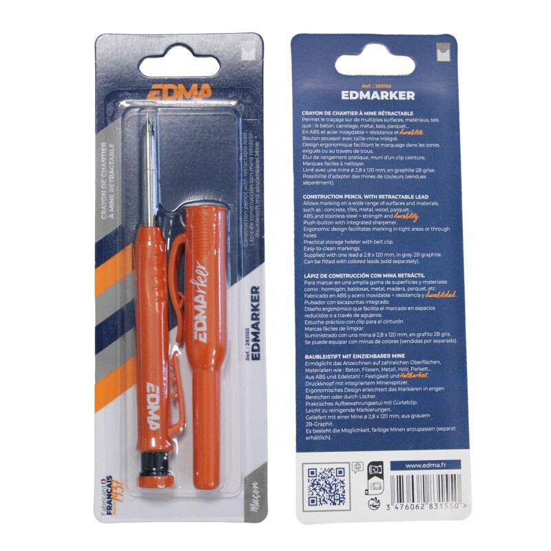 EDMARKER - Crayon de chantier à mine rétractable - EDMA - 283155