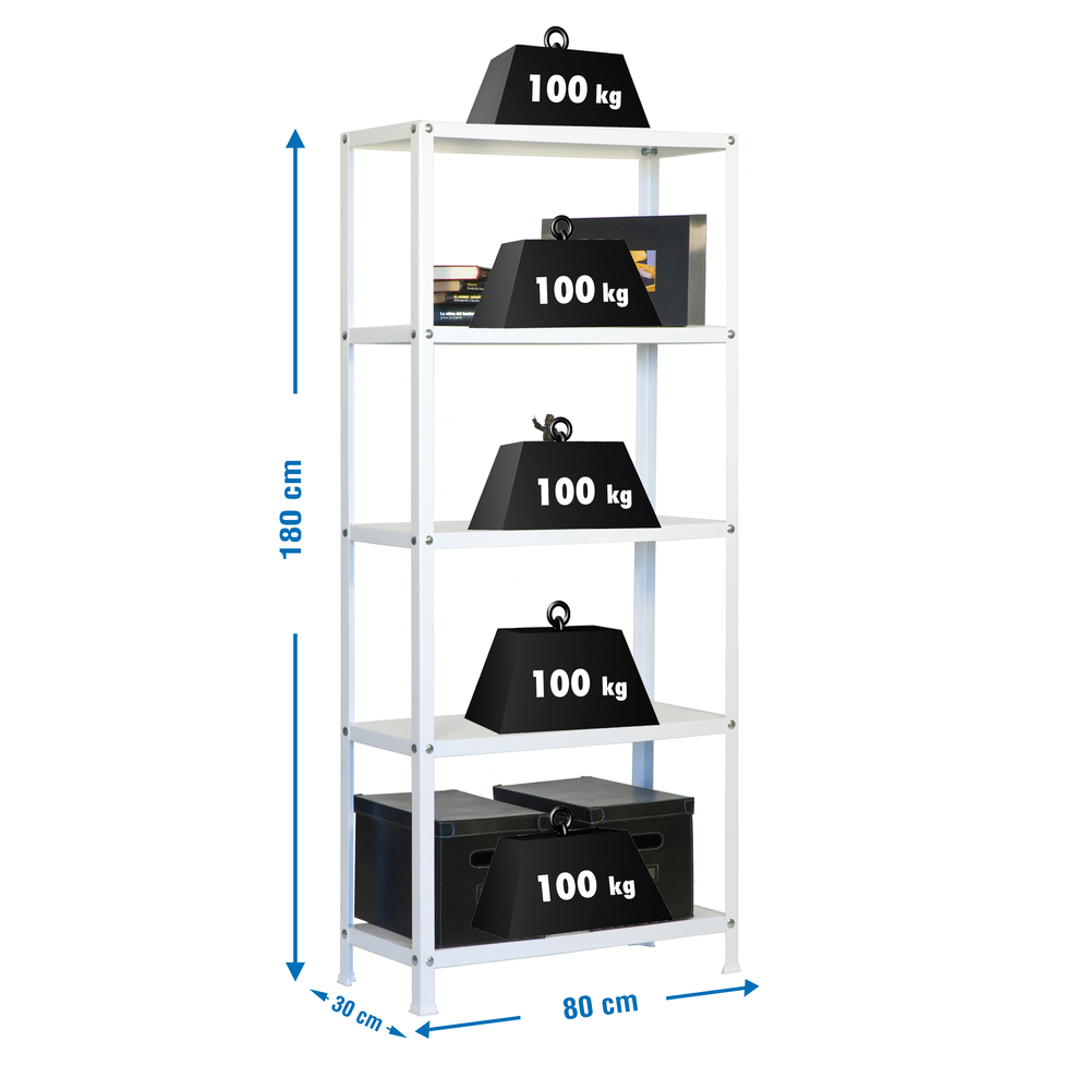 Rayonnage intérieur 1800x800x300 - 5 niveaux Blanc - SIMON RACK - 8425437061424