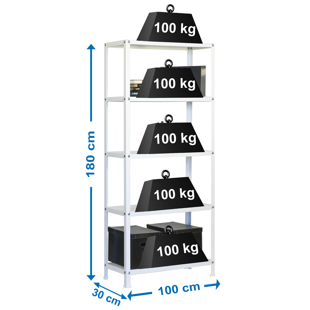 Rayonnage intérieur 1800x1000x300 - 5 niveaux Blanc - SIMON RACK - 8425437061547