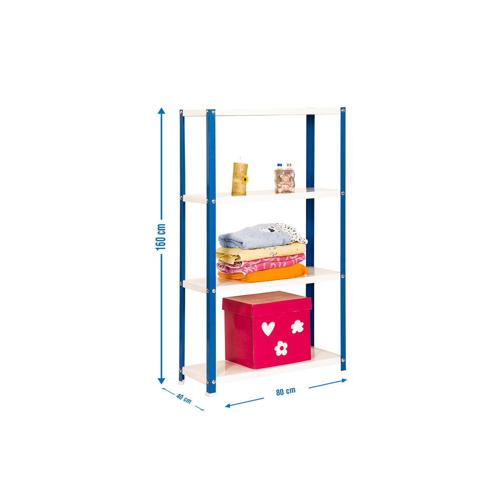 Rayonnage intérieur 1600x800x400 - 4 niveaux Bleu/Blanc - SIMON RACK - 8425437061936