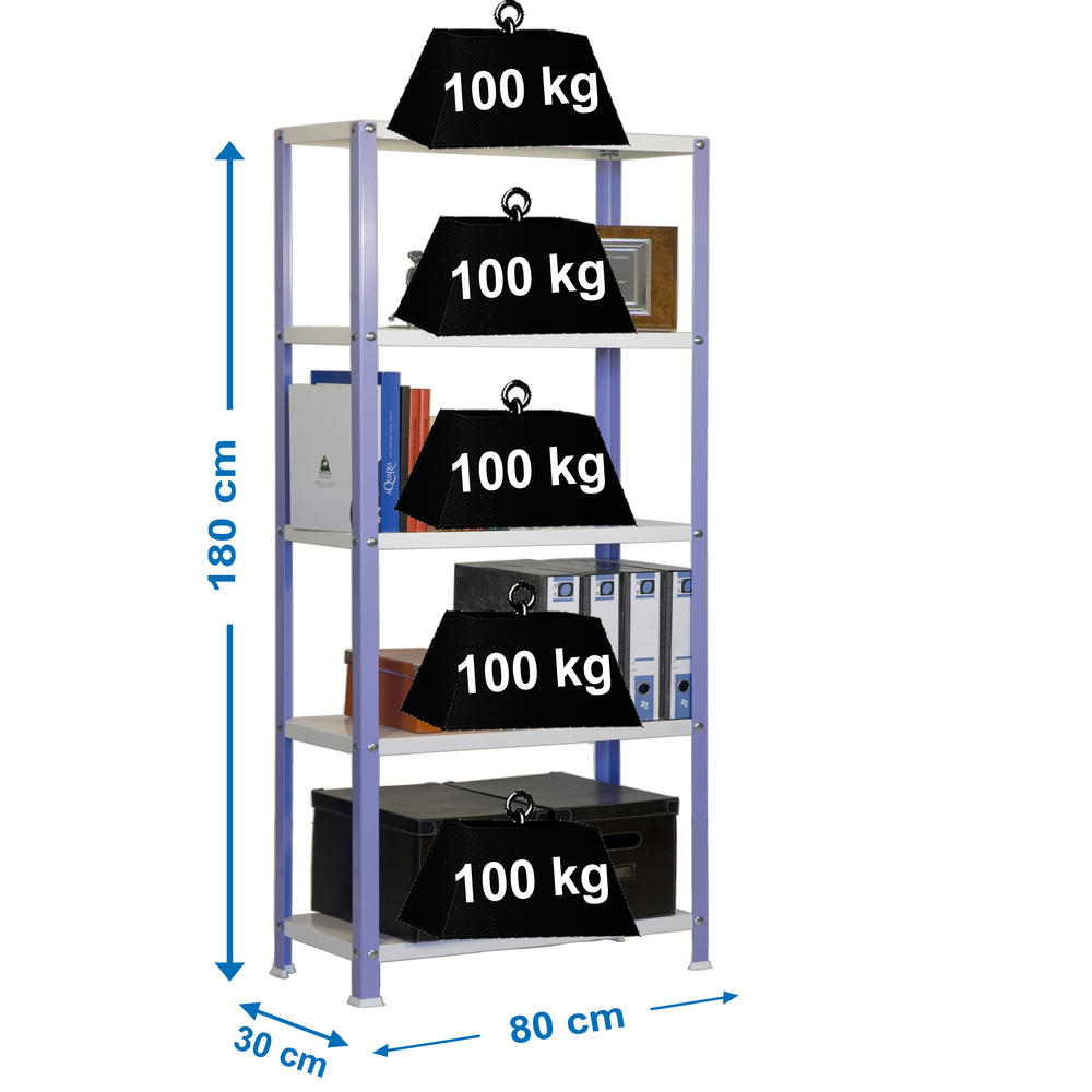 Rayonnage intérieur 1800x800x300 - 5 niveaux Blanc - SIMON RACK - 8425437061950