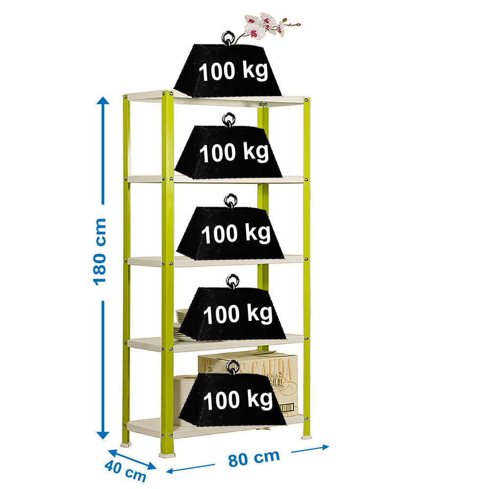 Rayonnage intérieur 1800x800x400 - 5 niveaux Vert/Blanc - SIMON RACK - 8425437062001