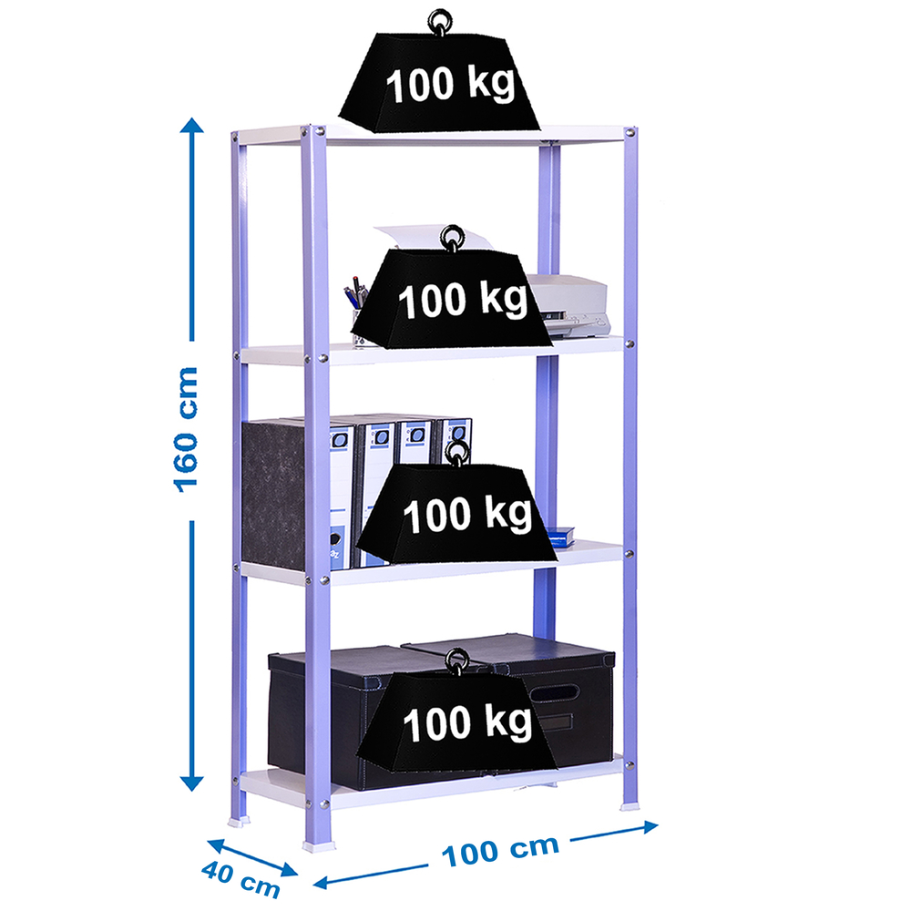 Rayonnage intérieur 1600x1000x400 - 4 niveaux Blanc - SIMON RACK - 8425437062155