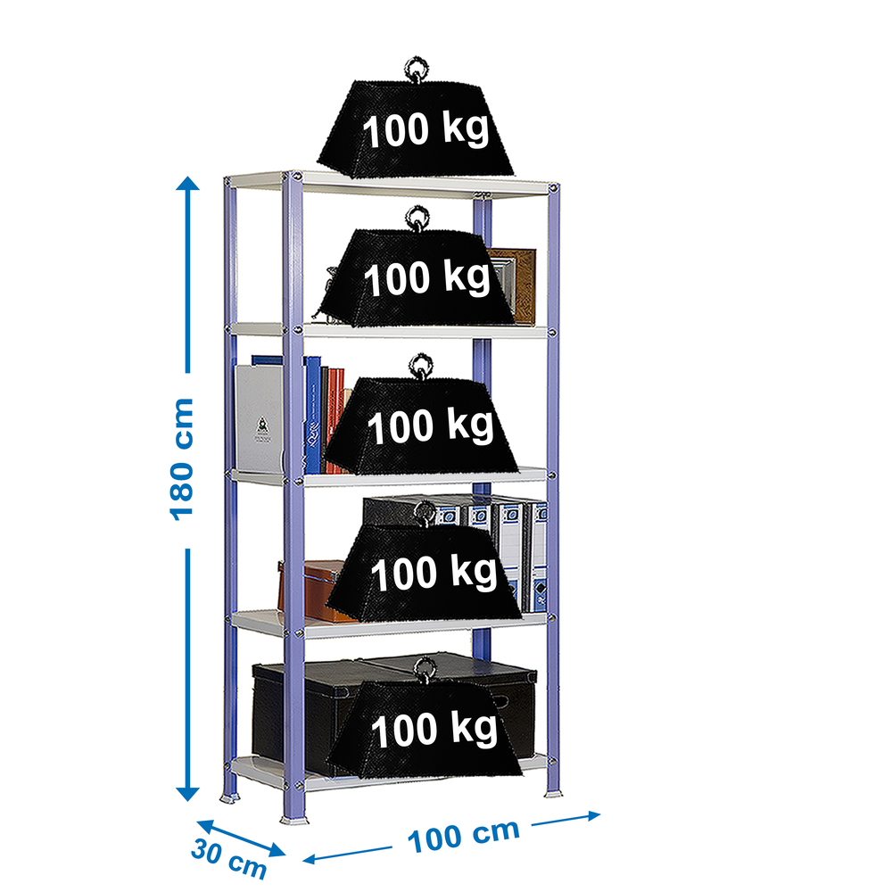 Rayonnage intérieur 1800x1000x300 - 5 niveaux Blanc - SIMON RACK - 8425437062193