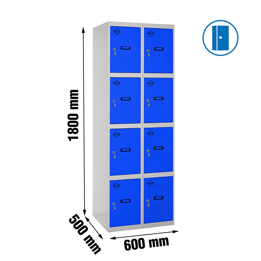 Vestiaire métallique monté 1800x600x500 - Gris/Bleu - SIMON RACK - 8425437067280