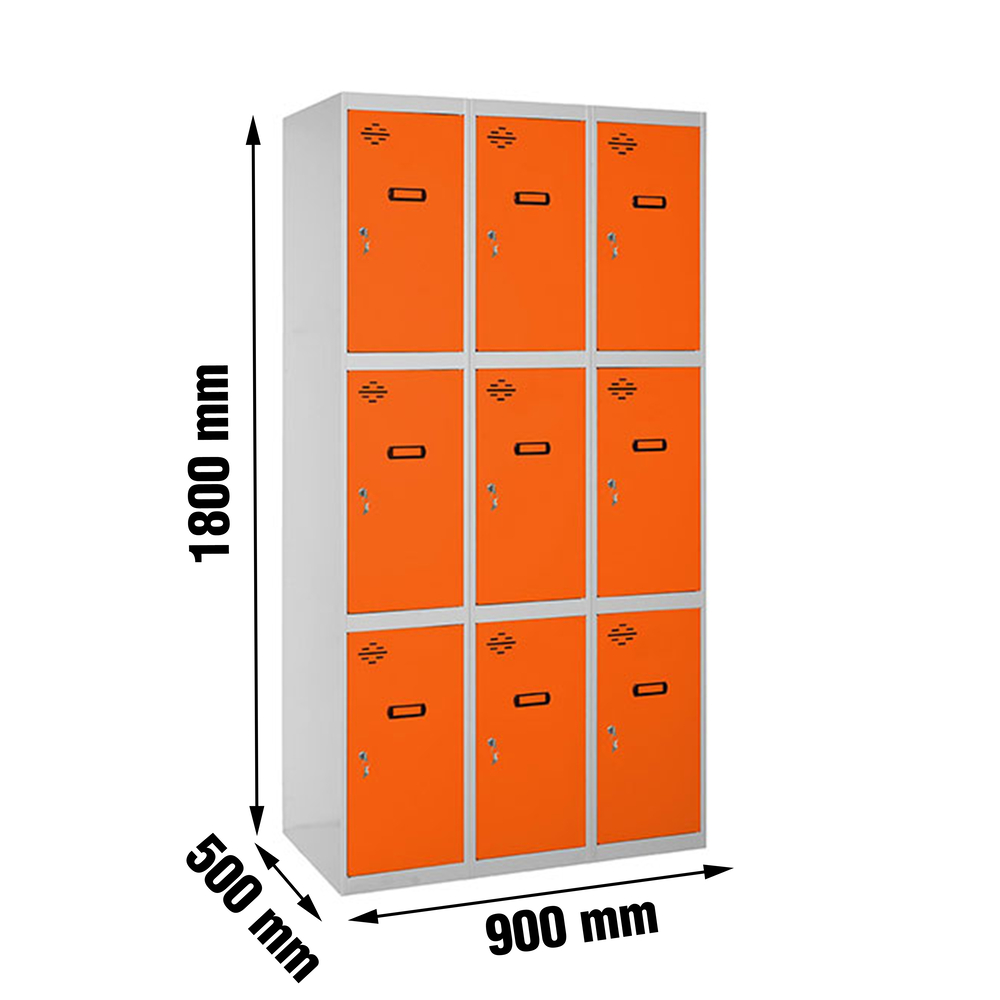 Vestiaire métallique monté 1800x900x500 - Gris/Orange - SIMON RACK - 8425437067952