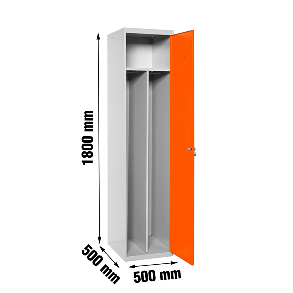 Vestiaire métallique 1800x500x500 - 1 niveau Gris/Orange - SIMON RACK - 8425437068348