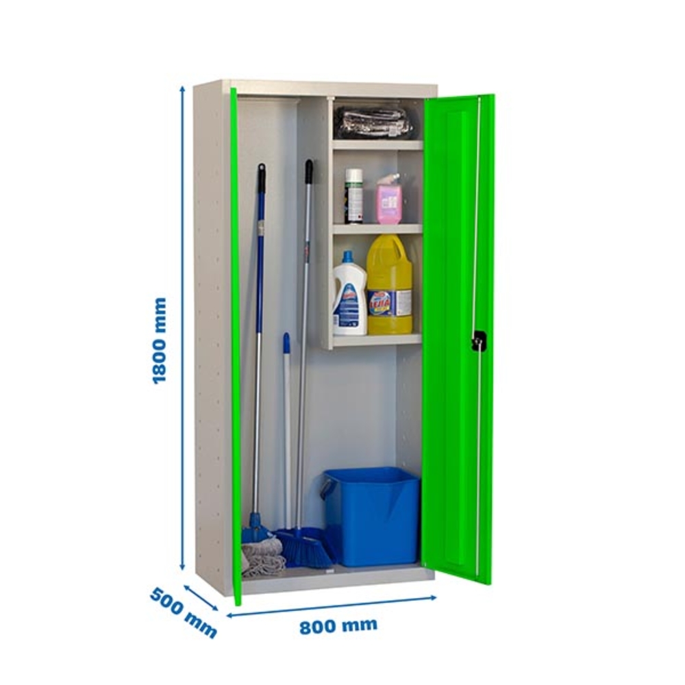 Vestiaire métallique monté 1800x800x400 - 3 niveaux Gris/Vert - SIMON RACK - 8425437069123